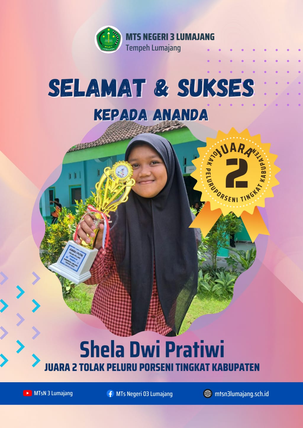 JUARA 2 TOLAK PELURU PUTRI PORSENI TINGKAT KABUPATEN LUMAJANG TAHUN 2023