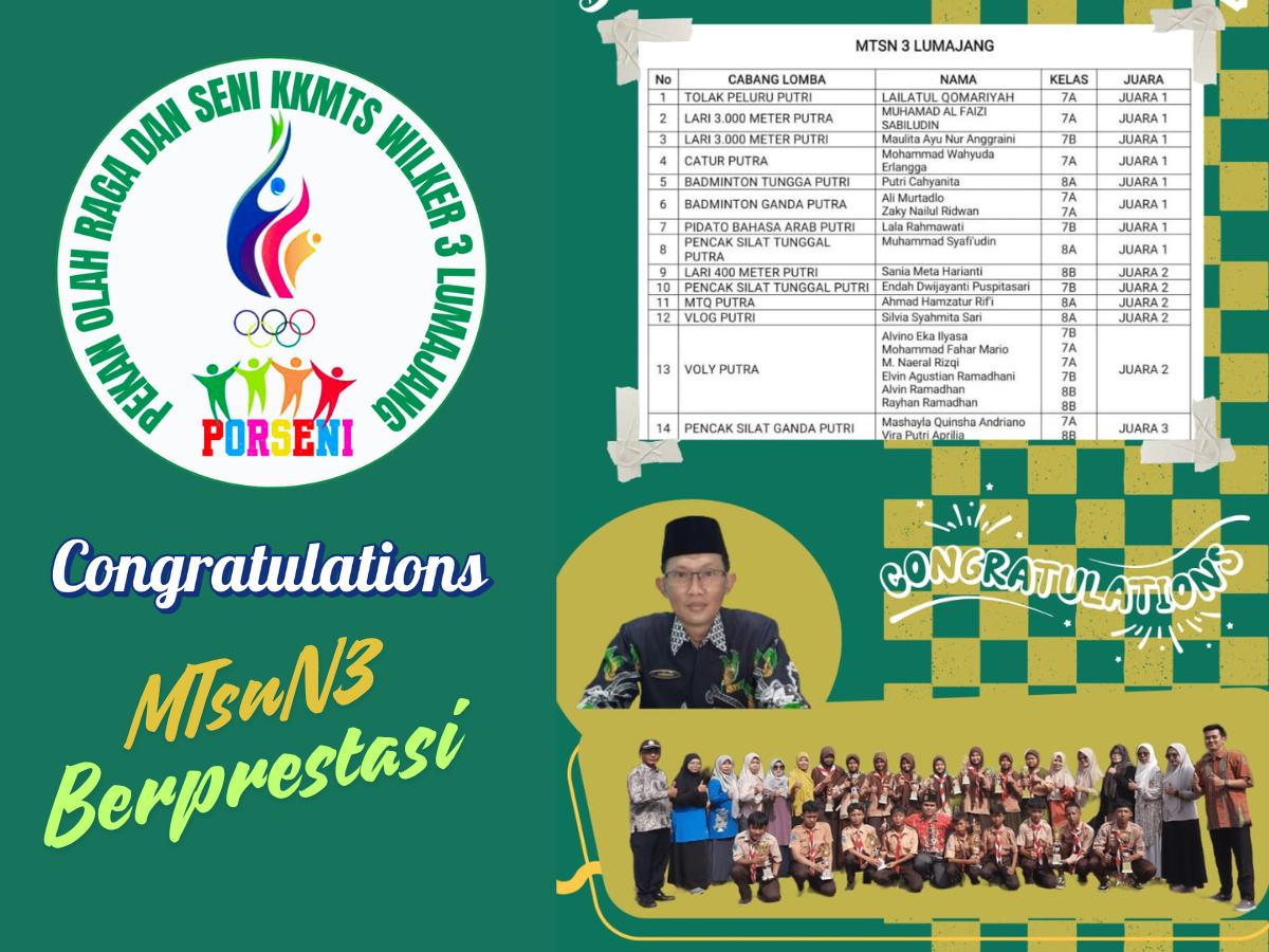 Alhamdulliall MTsN3 Lumajang meraup 14 Prestasi